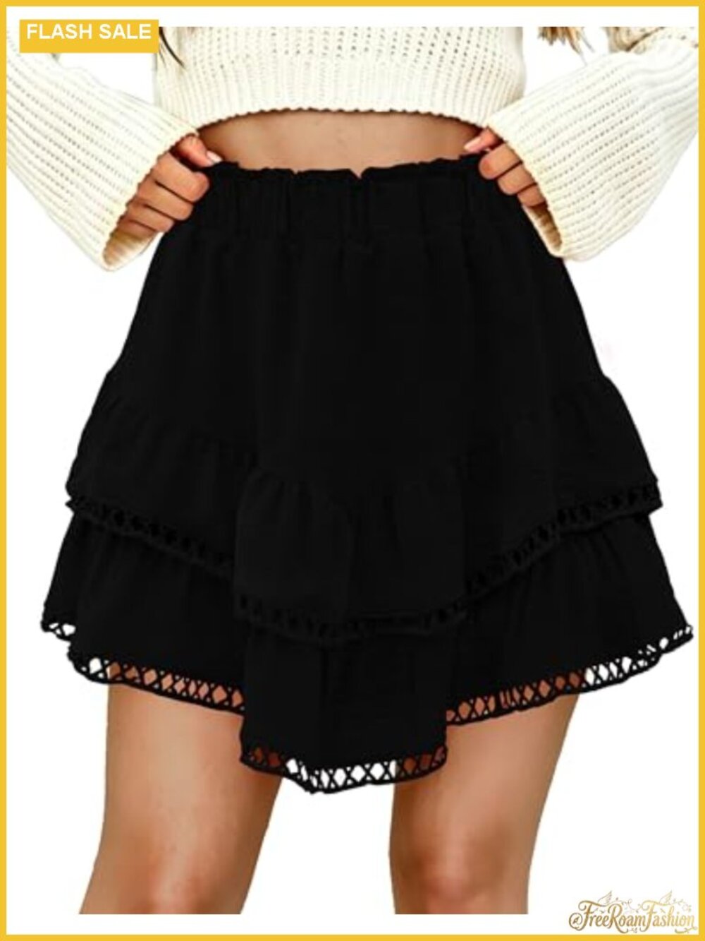 Ruffle Tiered Skort with Shorts High Waist Flowy Tennis Golf Skirt